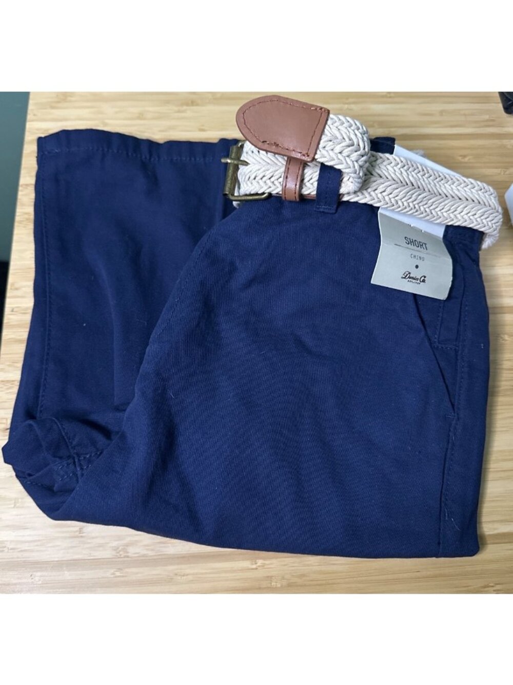 Denim & Co Boys 12-13 Years 12/14 Denim Shorts 100% Cotton Belted Preppy Casual